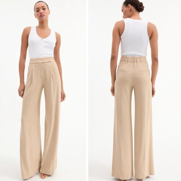 VERONICA BEARD Marbeau Wide-Leg Pants in Stone Khaki Size 14 - Picture 2 of 9